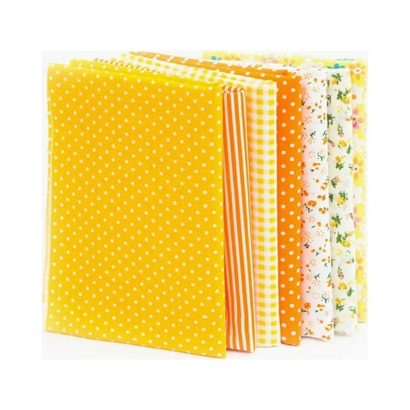14-Piece Floral Print Fat Quarter Bundle - Premium Cotton Quilting Fabric for Sewing, DIY Crafts & Quilting - Assorted Yellow Patterns for Handmade Bags, Patchwork & Home Decor