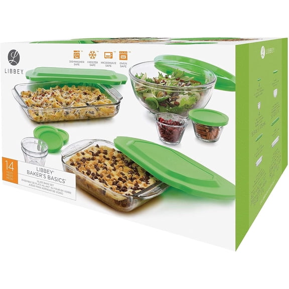 14 Piece Glass Bakeware Sets with Baking Dishes and Lids