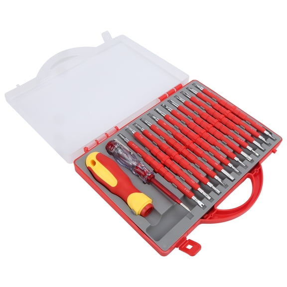 14-Piece Insulated Screwdriver Kit, Professional Magnetic Hardware Tool Set with Electric Tester Pen for Home Improvement and DIY Repairs