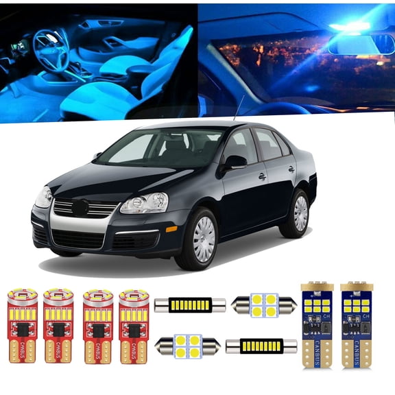 14 Piece Interior LED Lights Kit for VW Jetta MK5 Sedan 2006-2010 Dome Map Trunk Stepwell Light Bulb+Install Tool