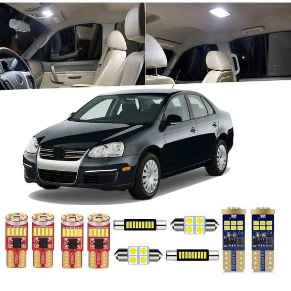 14 Piece Interior LED Lights Kit for VW Jetta MK5 Sedan 2006-2010 Dome Map Trunk Stepwell Light Bulb+Install Tool