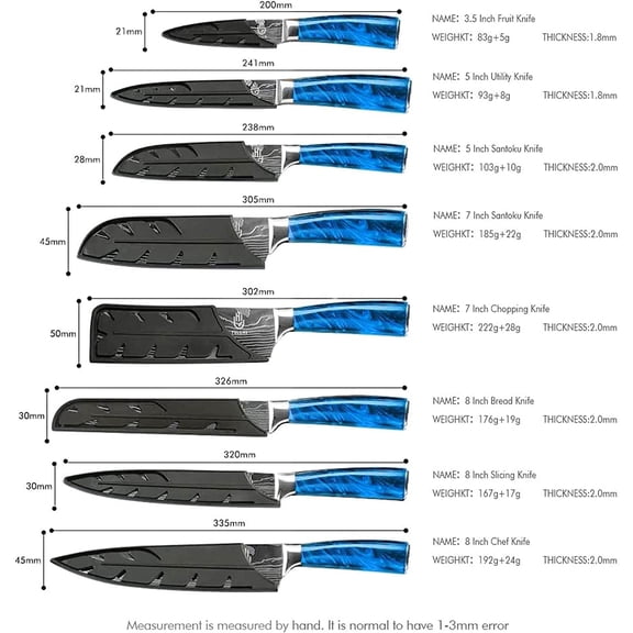 14-Piece Japanese Kitchen Knife Set with Ergonomic Non-Slip Handles, High-Carbon German Stainless Steel Chef Knives for Professional and Home Cooking