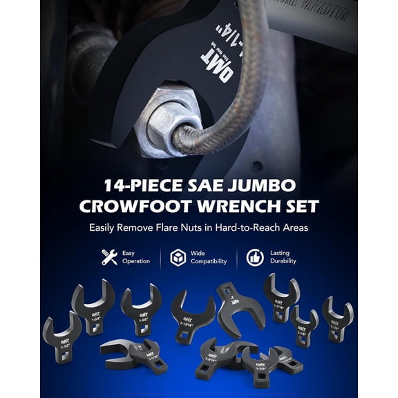 14 Piece Jumbo Crowfoot Wrench Set