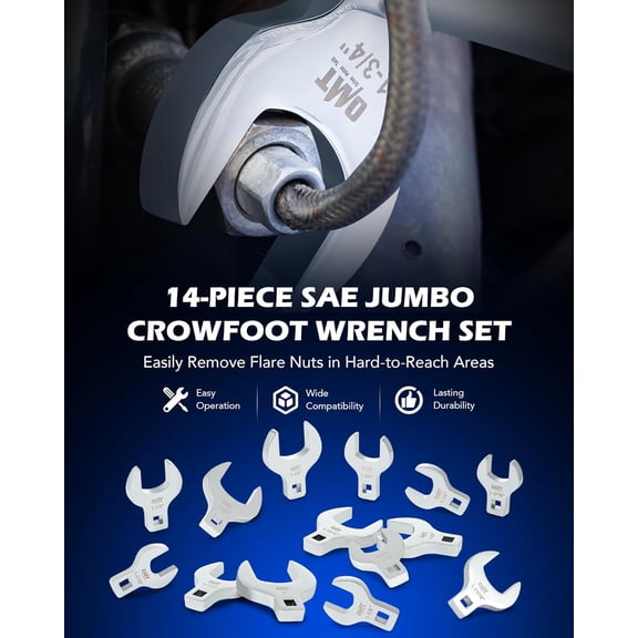 14 Piece Jumbo Crowfoot Wrench Set