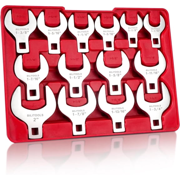 14-Piece Jumbo Crows Foot Set, 1/2" Drive Big Crowfoot , SAE, 1-1/16" - 2" mm, CR-V Steel