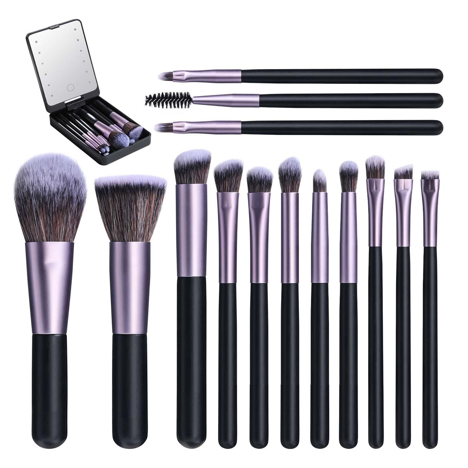 14 Piece Makeup Brush Set Rechargeable Luminous Storage Box Short