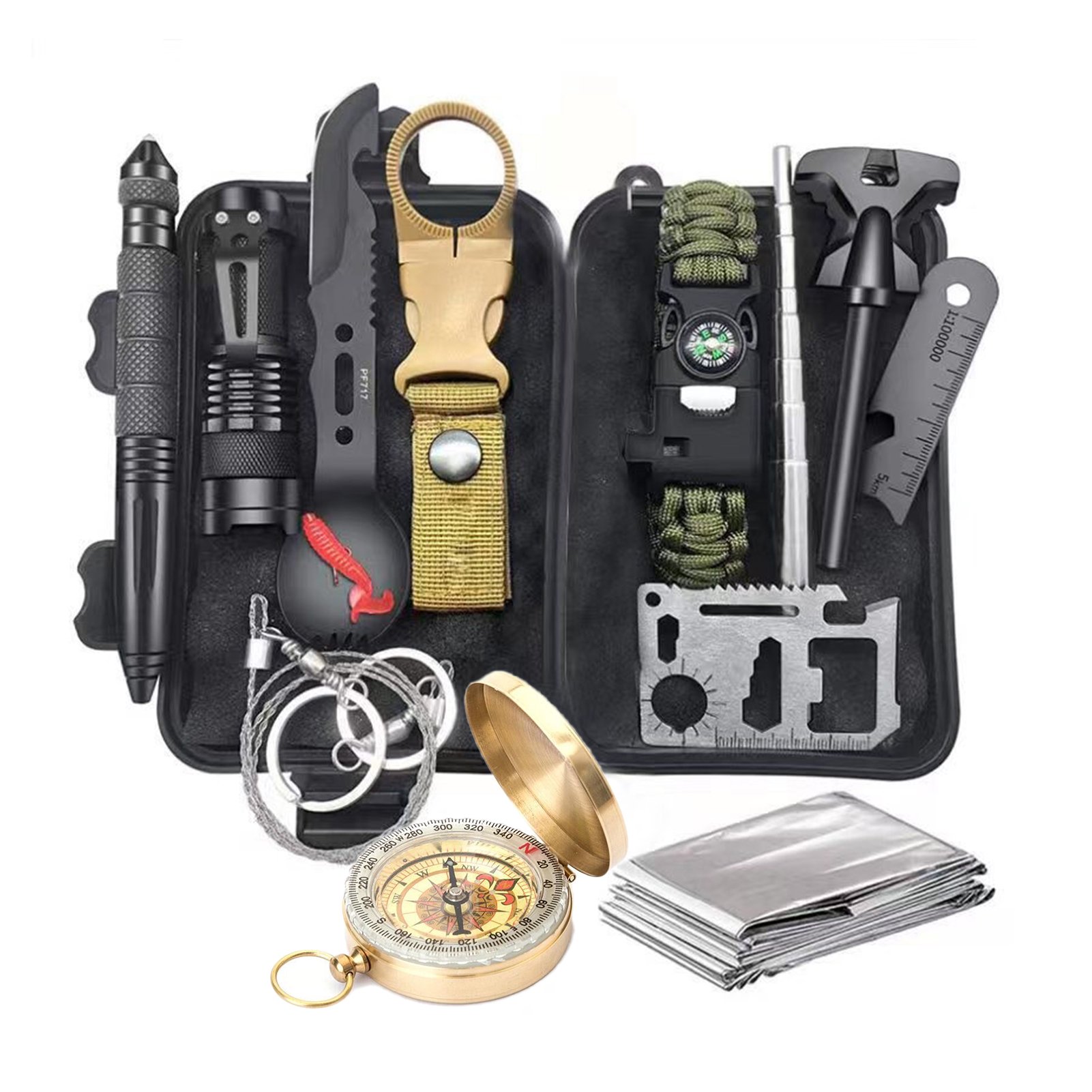 14-Piece Multifunctional Hand Tool Set, Gifts for Men Husband Dad, Field Survival Kit, Emergency Survival Gear for Hunting Fishing Camping