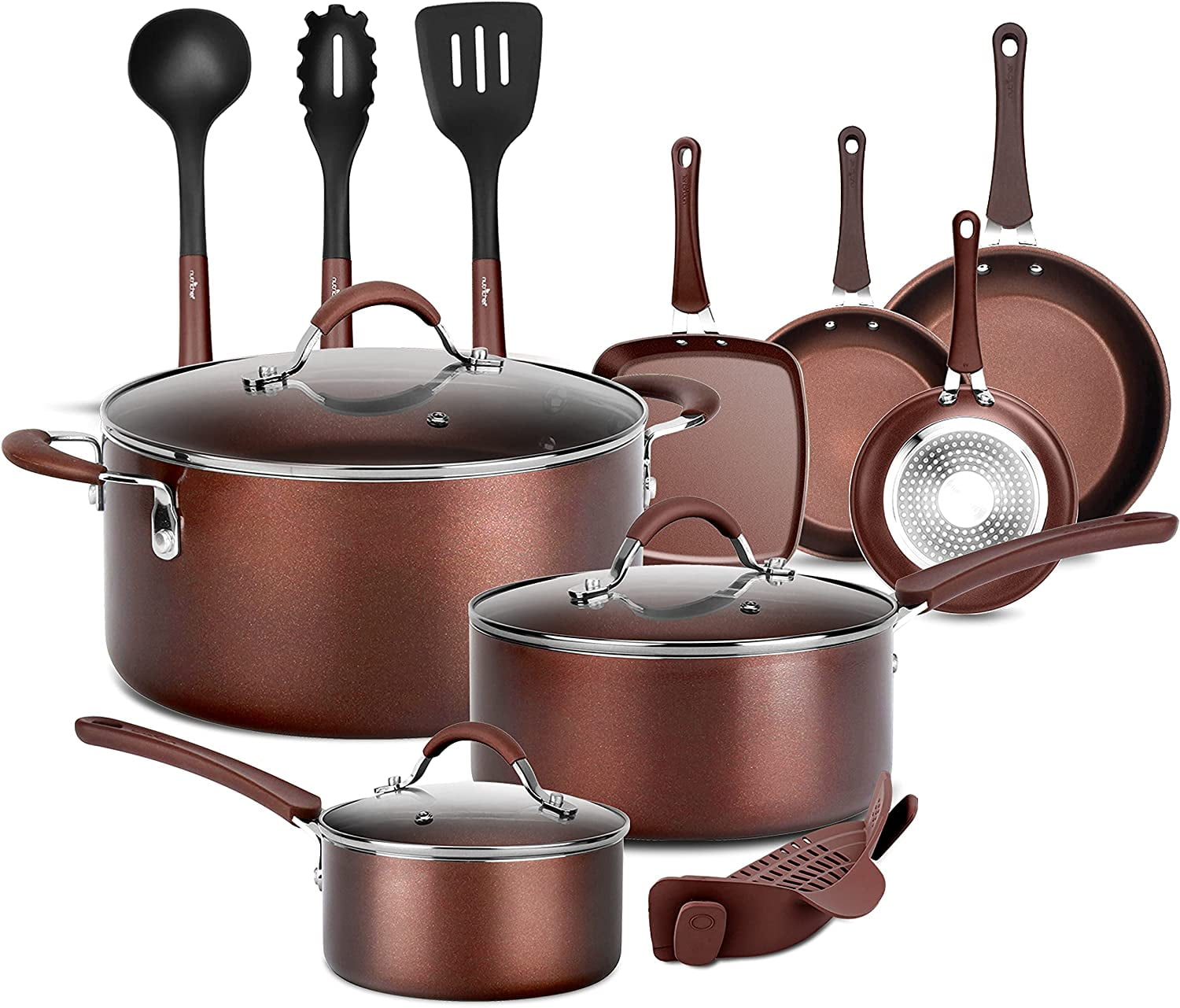 Ceramic Pots and Pans Set Nonstick Cookware Sets Non Toxic Cookware Set,  PFOA Free, Induction Cookware With Dutch Oven, Frying Pan, Saucepan, Sauté  Pan, Luxe Gold Pots and Pans for Cooking Set