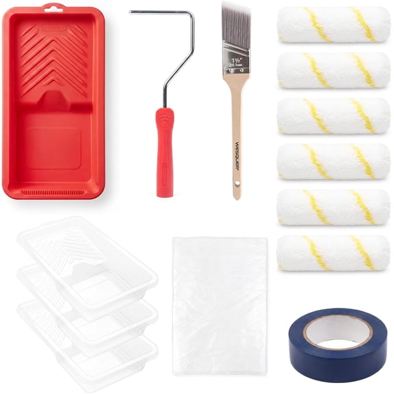 14-Piece Paint Roller Kit, 4 Inch Microfiber Roller Set with Brush, Tray, Drop Cloth & Painters Tape for Wall, Furniture & DIY Painting Projects