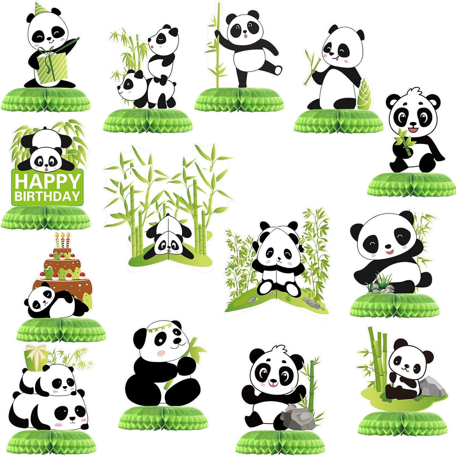 14Piece Panda Party Decorations Cute Paper Table Centerpieces for