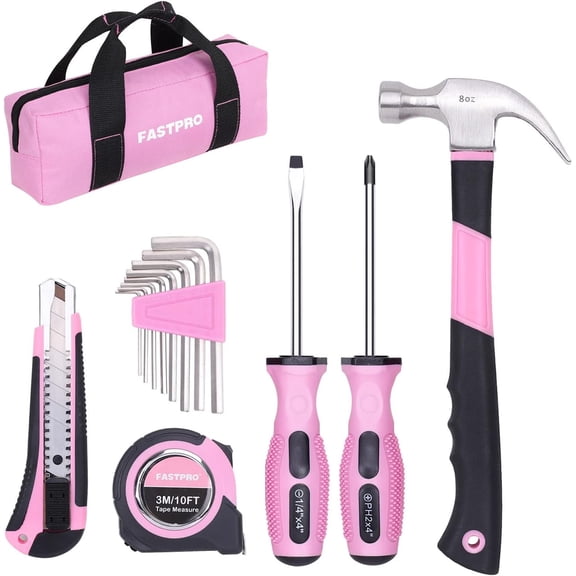 14-Piece Pink Tool Kit, Hand Tool Set for women, Household Tools for Home Maintenance & RepairingDIY Tools with Small Tool Bag