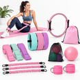 Pliates Kit 14-Piece Resistance Band Workout Kit for Women with Pilates Ring, Ball ...