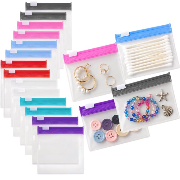 14 Piece Reusable Zippered Pill Pouch with Slide Lock - Zippered Pill Pouch Reusable Pill Pouch Bags Storage Pouches for Medicine, Qtips & Small Items - Compact Pill Bags for Trave