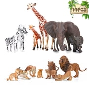 14 Piece Safari Zoo Animal Toys, Realistic Jungle Wild Plastic Figurines Educational Playset for Toddlers