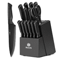 thumbnail image 1 of NULAS Knife Set, 14Piece Knife Sets for Kitchen with Block, Dishwasher Safe, Built in Sharpener Block, Black, 1 of 8