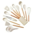 14Piece Silicone Wooden Handle Kitchen Utensils Set, Kitchen Gadgets