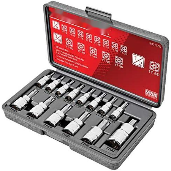 14-Piece Tamper-Resistant Torx Bit Socket Set, TT8 to TT60 Sizes, S2 Steel Bits, Cr-V Sockets, Durable Case | 1/4, 3/8, & 1/2 in. Drive  From a Family-Run Tool Company Based in the U.S.A.