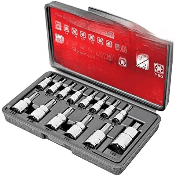 14-Piece Torx Bit Socket Set, T8 to T60 Sizes, S2 Steel Bits, Cr-V Sockets, Durable Case | 1/4, 3/8, & 1/2 in. Drive From a Family-Run Tool Company Based in the U.S.A.$$Tools & Hardware Other