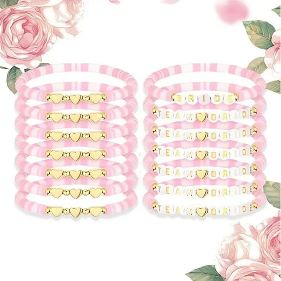 14PCS Wedding Party Bracelet Set - Polymer Clay Stretch Bracelet, Bridesmaid Waterproof Lightweight Jewelry