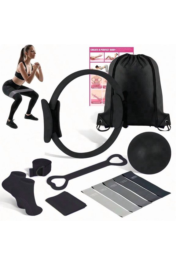14-Piece Yoga and Pilates Set – Tension Rope, Back Opener, Yoga Ball, Resistance Band, Yoga Socks, and Fitness Socks