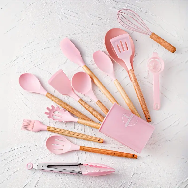 14 Piece set, Silicone Utensil Set, Non-Stick Cooking Utensils Set With ...
