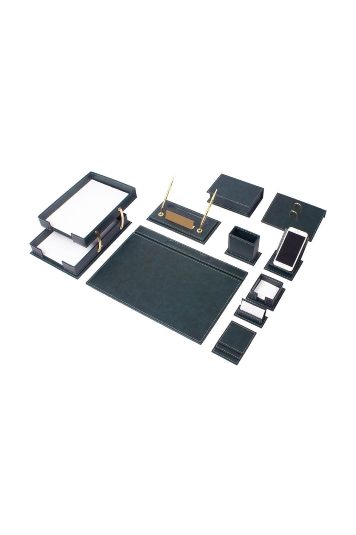 14 Pieces-Desk Office Accessories-Storage-Desk Organizers And Accessories-Office Desk Accessories-Desk Organizer Set-Desk Pads & Blotters