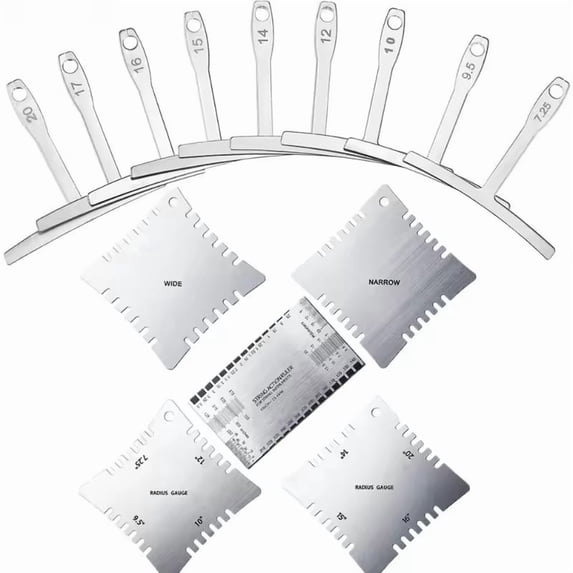 String Ruler Guitar 14 Pieces Guitar Luthier Measuring Tool Set, Including String Gauge ...