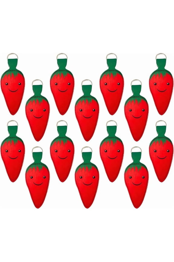 14-Pieces Holder for Mini Tajin Bottles Red Chili Pepper Keychain, Red