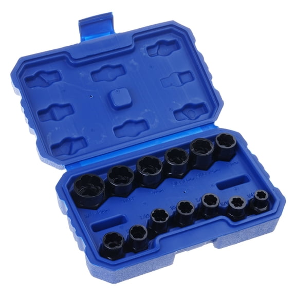 14 Pieces Impact Bolt & Nut Remover 3/8'' Drive Nut Bolt Extractor Socket Tool Set Bolt Extractor Tool with Storage Case