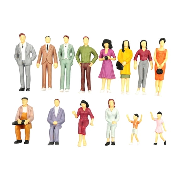 14 Pieces Miniature People Figures Diorama Models Plastic Material for Architectural Layout Photography Props