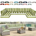 thumbnail image 1 of 14 Pieces Outdoor Replacement Sectional Cushions Set, Waterproof patio furniture cushions For Outdoor Furniture, 4in thick outdoor couch cushions For 6 Seat（Green grass white）, 1 of 6