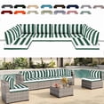 thumbnail image 1 of 14 Pieces Outdoor Replacement Sectional Cushions Set, Waterproof patio furniture cushions For Outdoor Furniture, 4in thick outdoor couch cushions For 6 Seat（Green white）, 1 of 6
