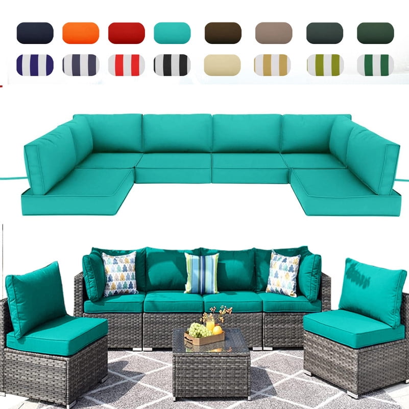 14 Pieces Outdoor sectional cushions replacement set, 4in thick patio ...