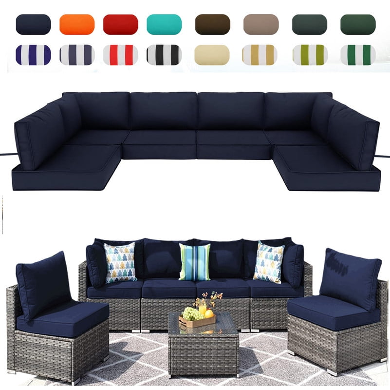 14 Pieces Outdoor sectional cushions replacement set, 4in thick patio ...