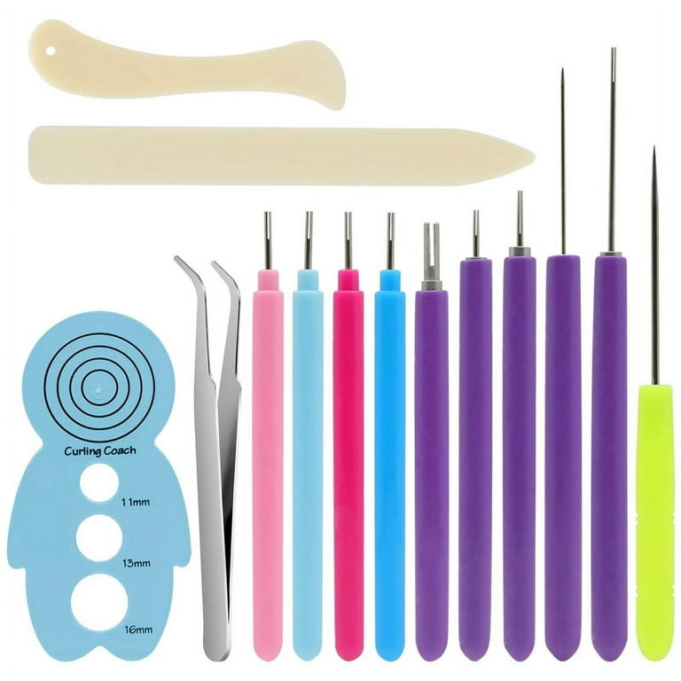 14 Pieces Paper Quilling Tools Slotted Kit, Sizes Rolling Curling Quilling Needle Pen for Art Craft DIY Paper