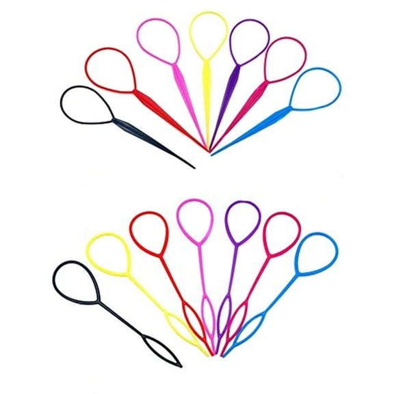 14 Pieces Plastic Magic Topsy Hair Braid Accessories Ponytail Maker Clip Tool Hair Styling Accessories,7 Colors, Totally 7 Pairs