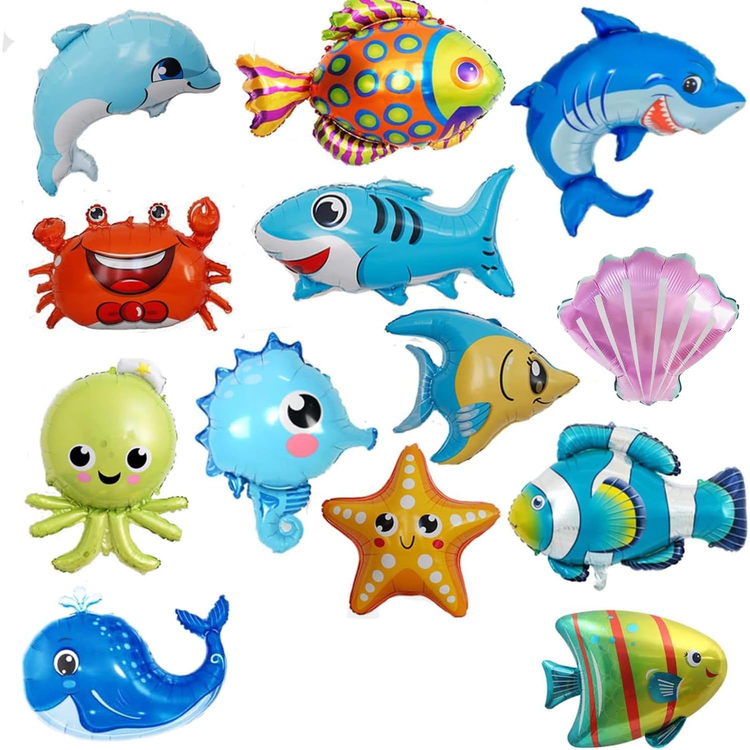 FOYTOKI Animal Balloons - 12pcs Birthday Party Decorations, Foil Cartoon Balloons For Kids