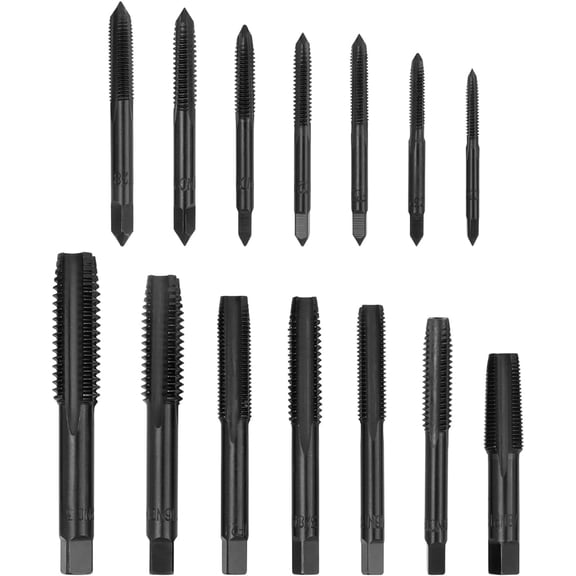 14 Pieces Thread Tap Combination Set Nitriding Coated HSS Straight Flute Thread Screw Taps SAE Size Machine Drill Thread Tapping Tool 6-32NC to 1/2-13NC
