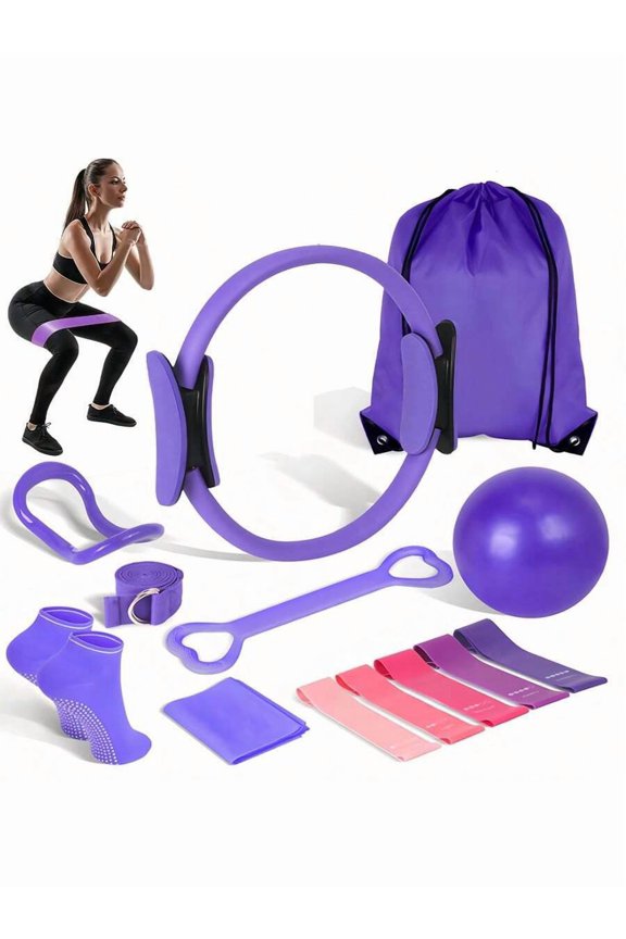 14 Pieces Yoga Set, Pilates Tension Rope Deep, Back Opener, Yoga Ball, Resistance Band.Yoga Socks, Fitness Socks, Yoga Tension Band