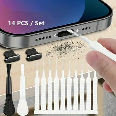 14 Pieces iPhone Cleaning Kit for Charging Port, Multifunctional Cleaning Tool Compatible with Airpods, iPad, Keyboard, Car Vent, and More Lightning Port Devices