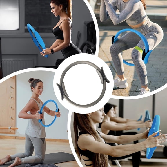 14" Pilates Ring with Padded Handles Flexible Fitness Yoga Ring for Toning Arms, Thighs, Legs & Core, Home Exercise Sports (Multiple Colors)