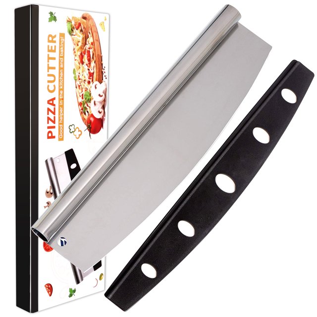 14'' Stainless Steel Pizza Cutter Rocker with Blade Cover Dishwasher