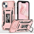 thumbnail image 1 of 14 Plus case,iPhone 14 Plus case for Woman with Sliding Lens Cover and Kickstand Shockproof Case,TPU Durable Rugged Bumper Textured Matte Hybrid Design for iPhone 14 Plus case（Rose Gold）, 1 of 12