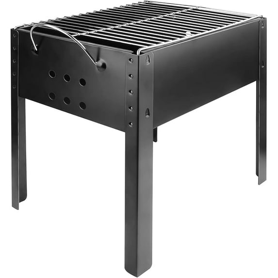 14” Portable Grill Charcoa Barbecue Grill, Small D, Portable Grill,Detachable Grill, Mini Tabletop Camping Grill BBQ, Black