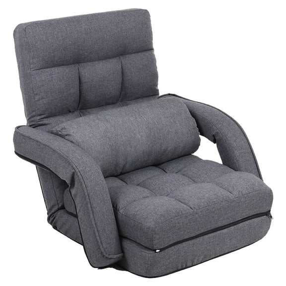 14-Position Adjustable Floor Chair, Chaise Lounge Indoor, Folding Lazy Sofa with Armrests and a Pillow Padded Adults Gaming Chairs for Living Room, Bedroom