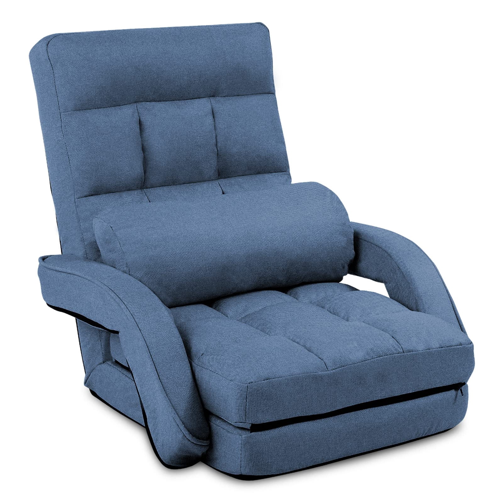 14-Position Adjustable Floor Chair, Chaise Lounge Indoor, Folding Lazy Sofa with Armrests and a Pillow Padded Adults Gaming Chairs for Living Room, Bedroom