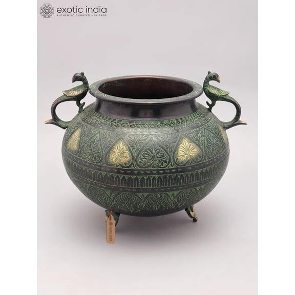 14" Pot Design Brass Planter