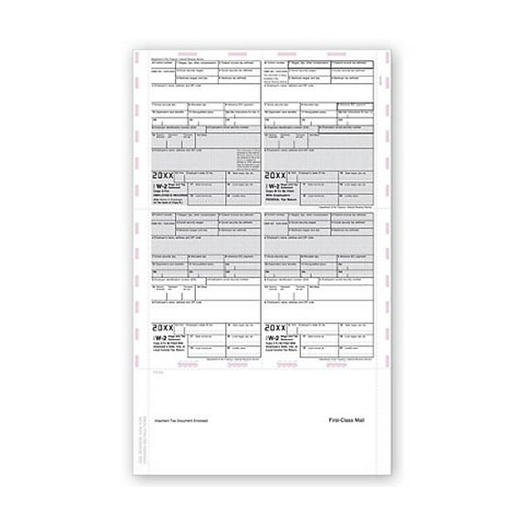 14" Pressure Seal Horizontal Preprinted W-2 Forms EZ Fold 250
