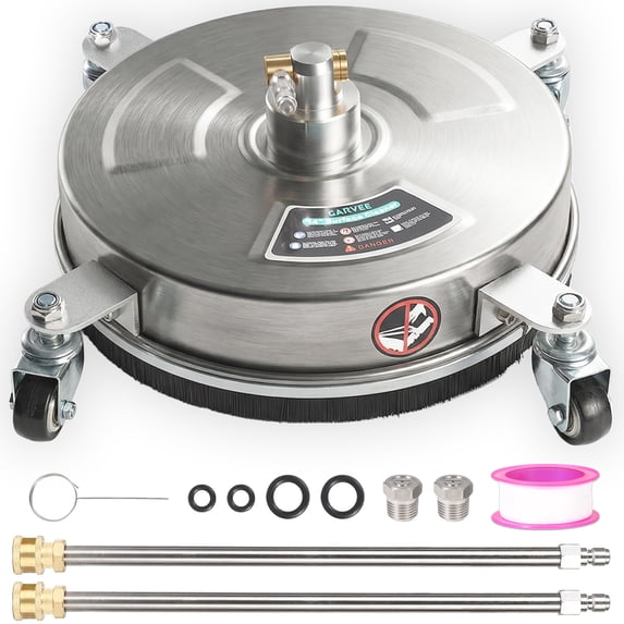 14" Pressure Washer Surface Cleaner with 4 Wheels, Stainless Steel Surface Cleaner for Pressure Washer Attachment for Patio, Sidewalk, Deck and Driveways