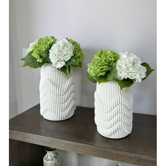 14" Providence 3D Printed Vase, Modern Ivory/Beige Decorative Flower Vase for Home & Office Dcor, Eco-Friendly, Lightweight, Durable, Minimalist Centerpiece